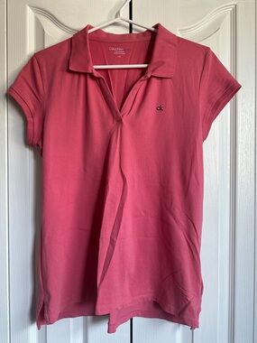 Women's Calvin Klein Jeans Women's Pink Polo Shirt Size Large